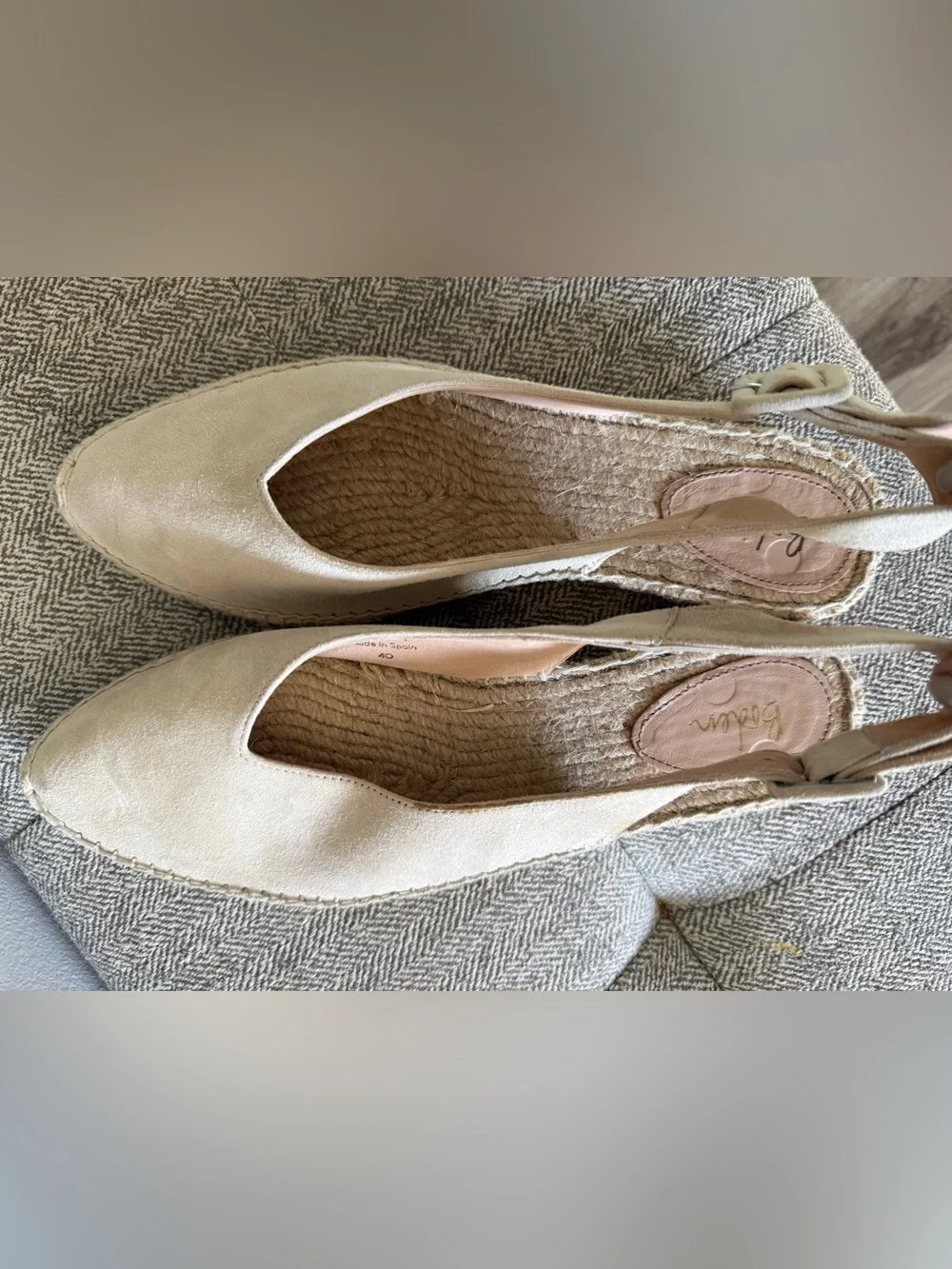Boden Beige Suede Women’s Espadrille Slingback Flats size 8.5/ 40